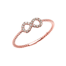 Rose Gold Dainty Infinity Diamond Rope Design Promise/Stackable Ring