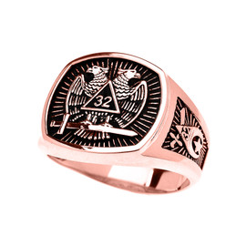 Rose Gold Shriners Freemason Masonic Men's Ring