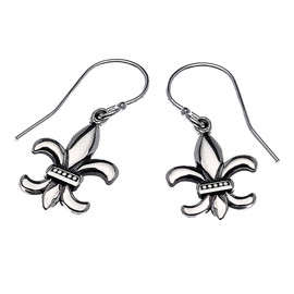 Sterling Silver Dangling Fleur De Lis Earrings