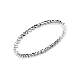 White Gold Dainty Stackable Rope Design Ring
