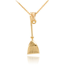 Gold Broom Stick Charm Necklace