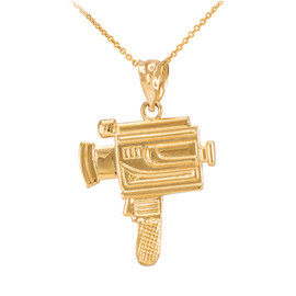 Yellow Gold Vintage Nostalgic Video Home Recorder Pendant