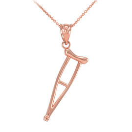 Rose Gold Medical Recovery Crutch Pendant Necklace