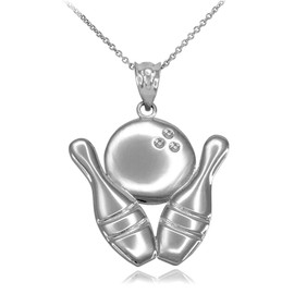 Striking White Gold Bowling Pendant Necklace