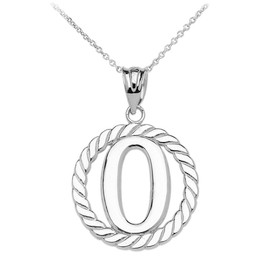 Sterling Silver "O" Initial in Rope Circle Pendant Necklace