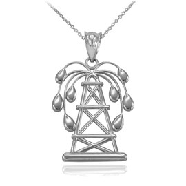 Sterling Silver Gushing Oil Well Pendant