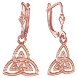 14K Rose Gold Celtic Triquetra Trinity Knot Earrings