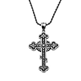 Vintage Antique look Russian Orthodox Cross Pendant Necklace