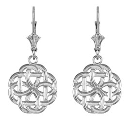 14k  White Gold Eternity Trinity Knot Earrings