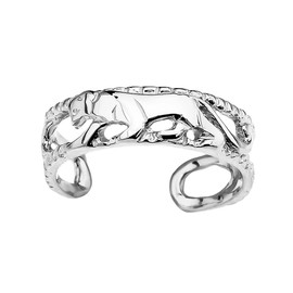 White Gold Open Design Panther Toe Ring