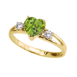 Yellow Gold Peridot Heart Proposal/Promise Ring