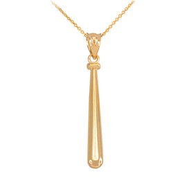 Polished Gold Baseball Bat Pendant Necklace