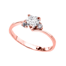 Dainty Rose Gold CZ Heart Promise Ring