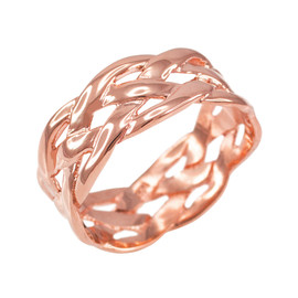 Polished Rose Gold Celtic Weave Wedding Band