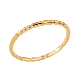 Yellow Gold 1.3 mm Beaded Knuckle Band Ring