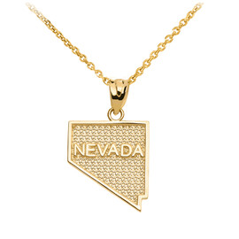 Yellow Gold Nevada State Map Pendant