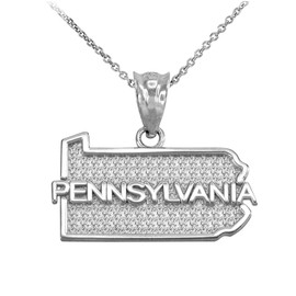 White Gold Pennsylvania State Map Pendant