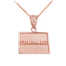 Rose Gold Colorado State Map Pendant Necklace