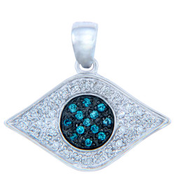Diamond Pendants - Gold Evil Eye Pendant with Blue Diamonds