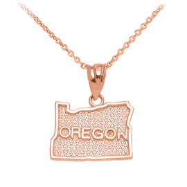 Rose Gold Oregon State Map Pendant Necklace