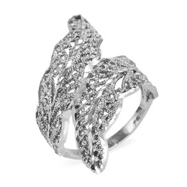 White Gold Diamond Cut Filigree Laurel Wreath Leaf Ring