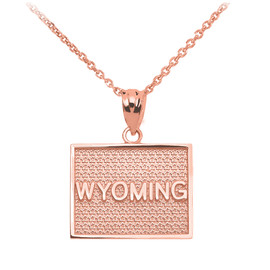 Rose Gold Wyoming State Map Pendant Necklace