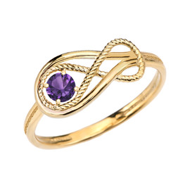 Alexandrite Rope Infinity Yellow Gold Ring