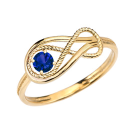 Sapphire Rope Infinity Yellow Gold Ring