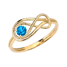 Blue Topaz Rope Infinity Yellow Gold Ring