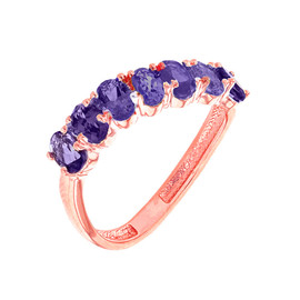 Rose Gold Wavy Stackable Amethyst Ring