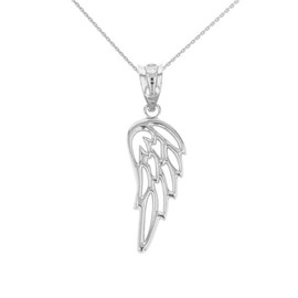 Sterling Silver Filigree Guardian Angel Wing Pendant Necklace