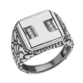 Sterling Silver Men's Initial "I" Ring