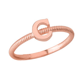 Solid Rose Gold Alphabet Initial Letter C Stackable Ring