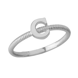 Sterling Silver Alphabet Initial Letter C Stackable Ring