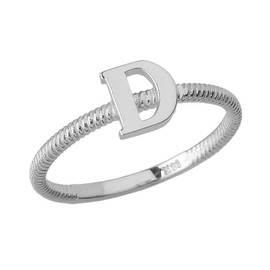 Sterling Silver Alphabet Initial Letter D Stackable Ring
