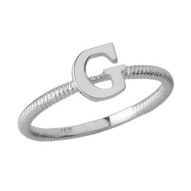 Sterling Silver Alphabet Initial Letter G Stackable Ring