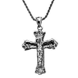 Vintage Antique look Crucifix Cross Pendant Necklace