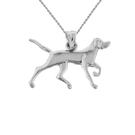 Solid White Gold German Short-Haired Pointer Pendant