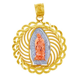 Gold Pendants - Our Lady of Guadalupe Three Tone Gold Pendant