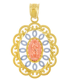 Gold Pendants - Guadalupe Three-Tone Gold Pendant