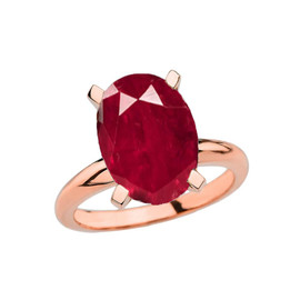 Rose Gold Oval Shape Ruby (LCR) Engagement/Proposal Solitaire Ring