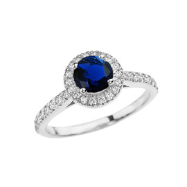 White Gold Diamond and Sapphire (LCS) Engagement/Proposal Ring