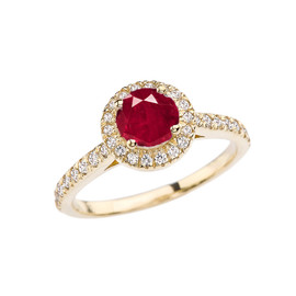 Yellow Gold Diamond and Ruby (LCR) Engagement/Proposal Ring