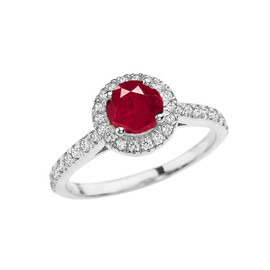 White Gold Diamond and Ruby (LCR) Engagement/Proposal Ring