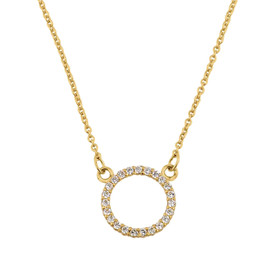 14k Yellow Gold "Circle of Love" Diamond Necklace (0.65")