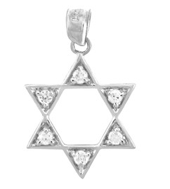 Silver Gleaming Star of David in Cubic Zirconia Jewish Charm Pendant