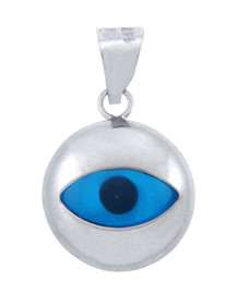 14K White Gold Bright Blue Evil Eye