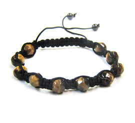 Shamballa Unisex Bracelet with Faceted Tiger Eye Beads