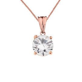 10K Rose Gold April  Birthstone Cubic Zirconia (CZ) Pendant Necklace