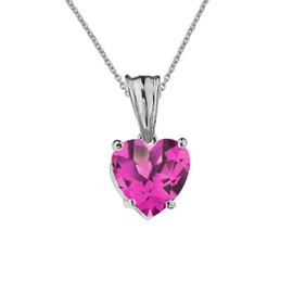 10K White Gold Heart June Birthstone Alexandrite (LCAL) Pendant Necklace